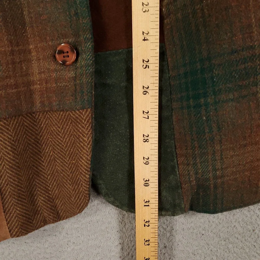 Brandon Thomas Suede Patchwork Blazer Jacket Womens Sz 12 M Brown Tan Colorblock - Picture 8 of 12